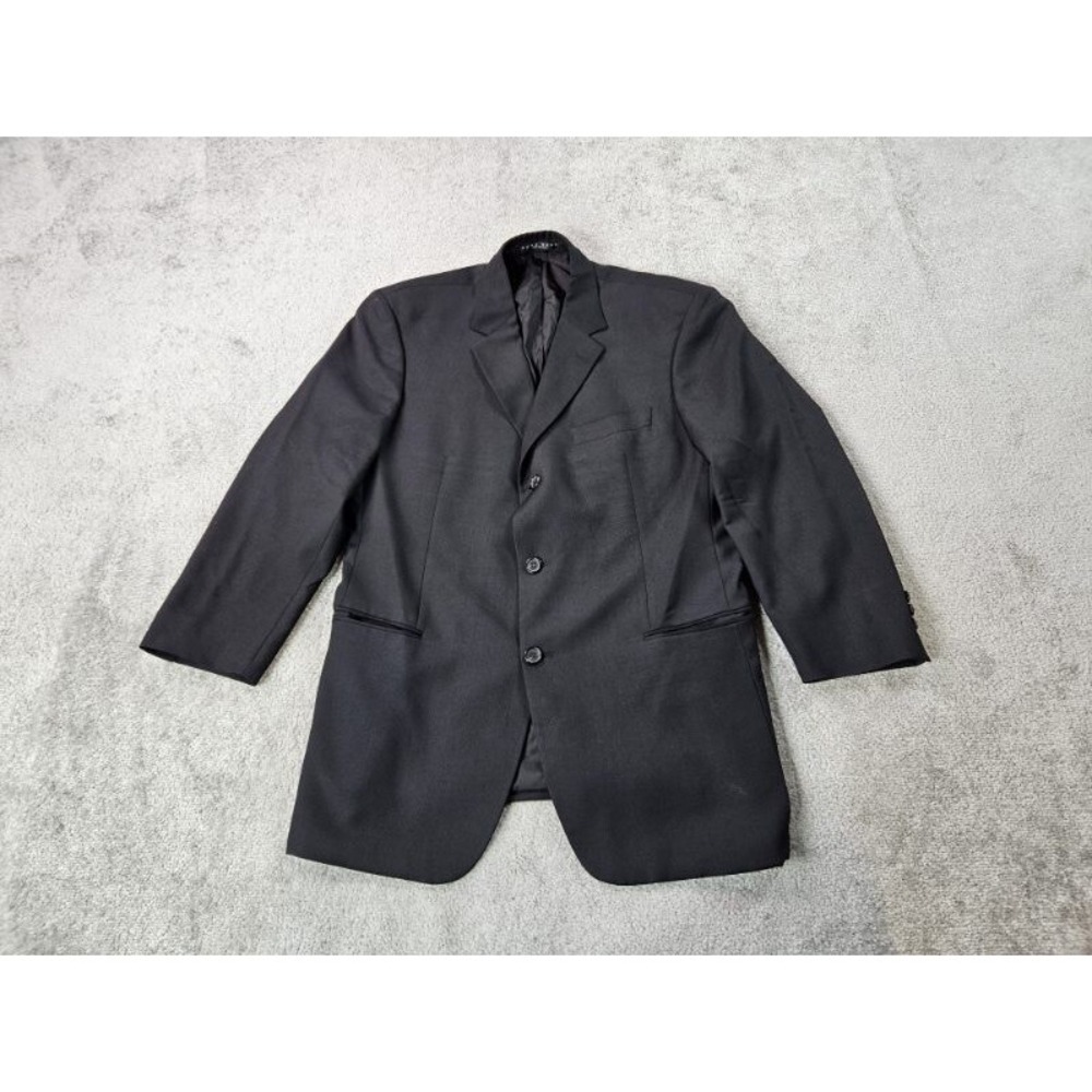 Hugo Boss Suit Jacket 44 R Black Wool Einstein US Birdseye 3 Button Sport USA